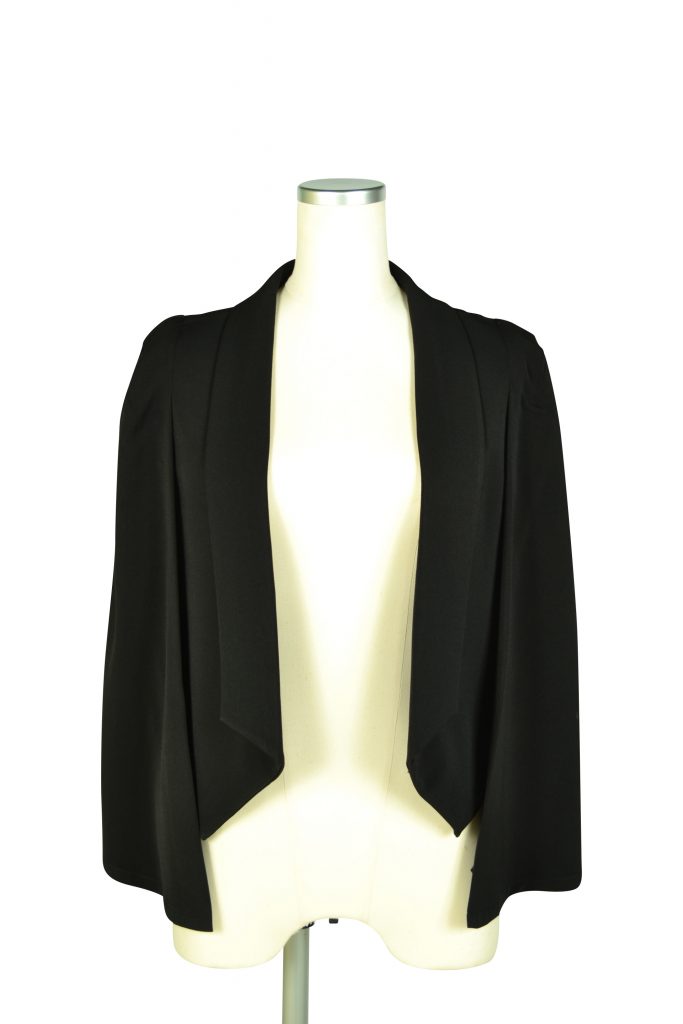 エルモソ　リュクス (Hermoso luxe) 襟付きケープ袖ブラックジャケット