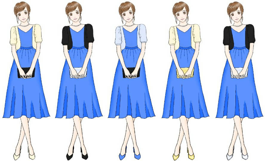 ブルー系ドレスのコーディネート
