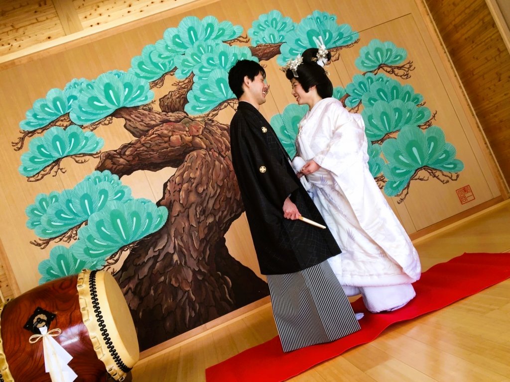 旭川神社　神楽殿での結婚式写真