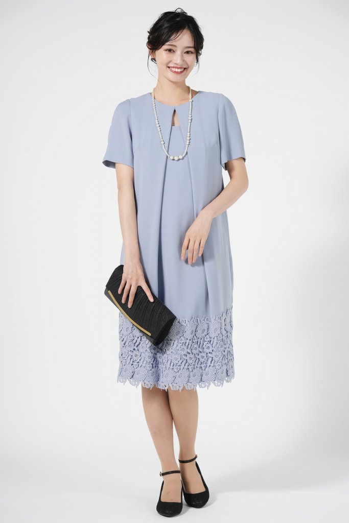 setaichiro デザインカットコクーン型ブルードレス
