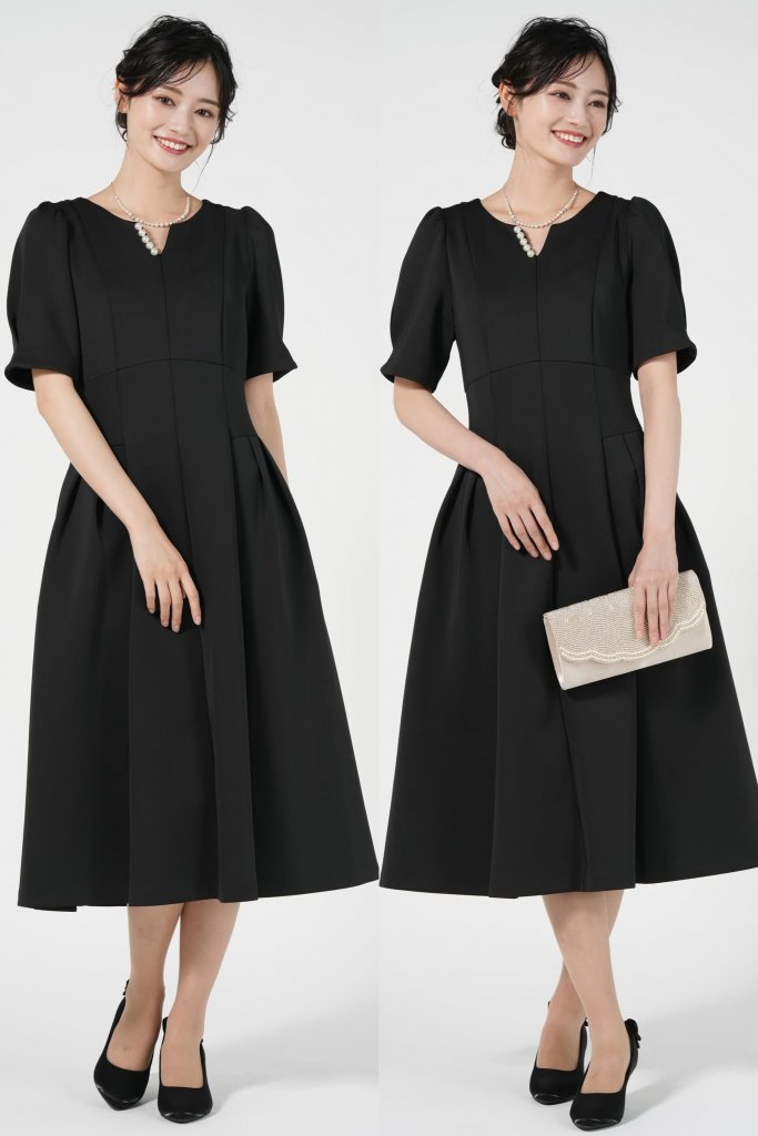 JILLSTUART アクセントパール飾りブラックドレス 
