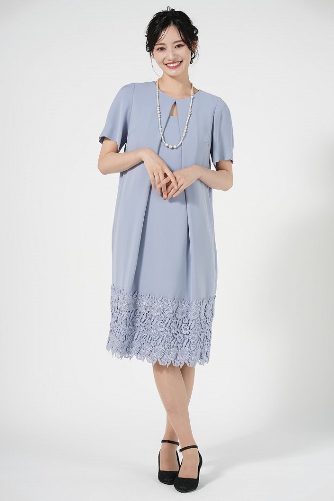 setaichiroデザインカットコクーン型ブルードレス