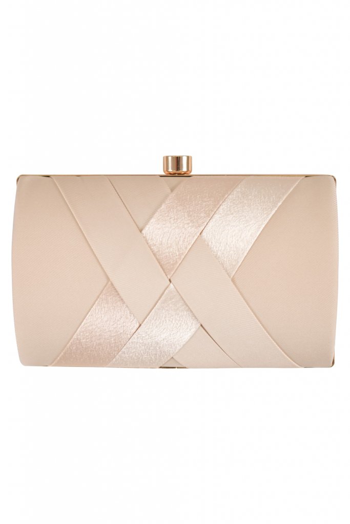 AIMER サテンクロス編みベージュバッグ