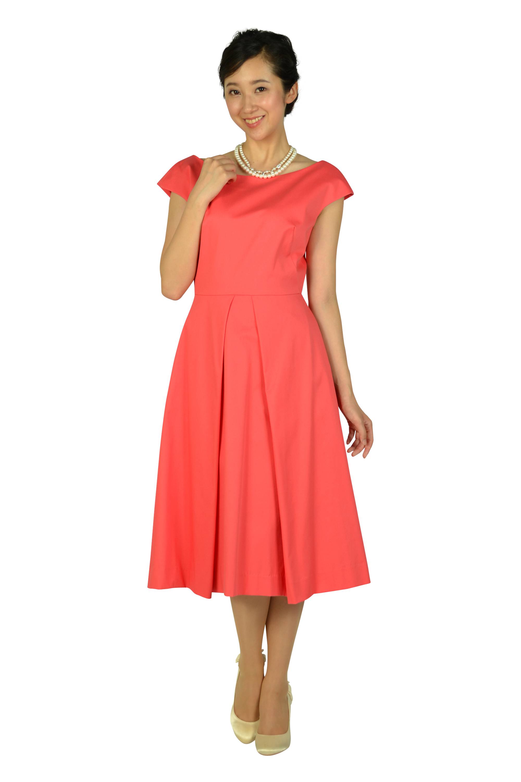 Milly バックワイドデザインオレンジピンクドレス