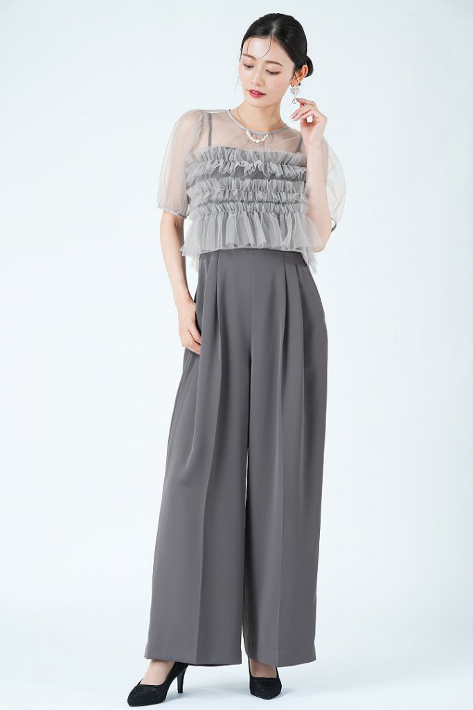 FRAY I.D シアーレイヤーグレーパンツドレス