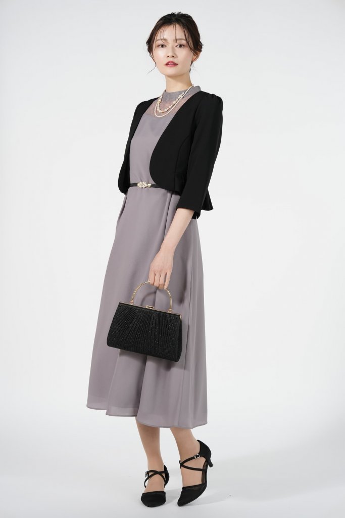 AIMER モックネックレース袖グレードレス