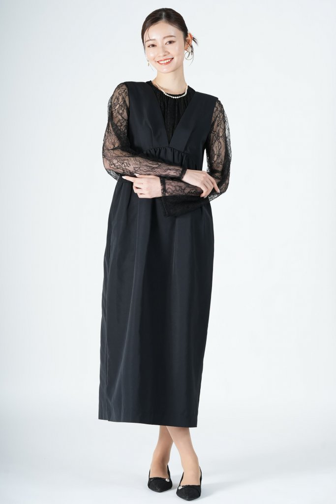 UNITED ARROWS green label relaxing ふんわりジャンスカブラックドレス