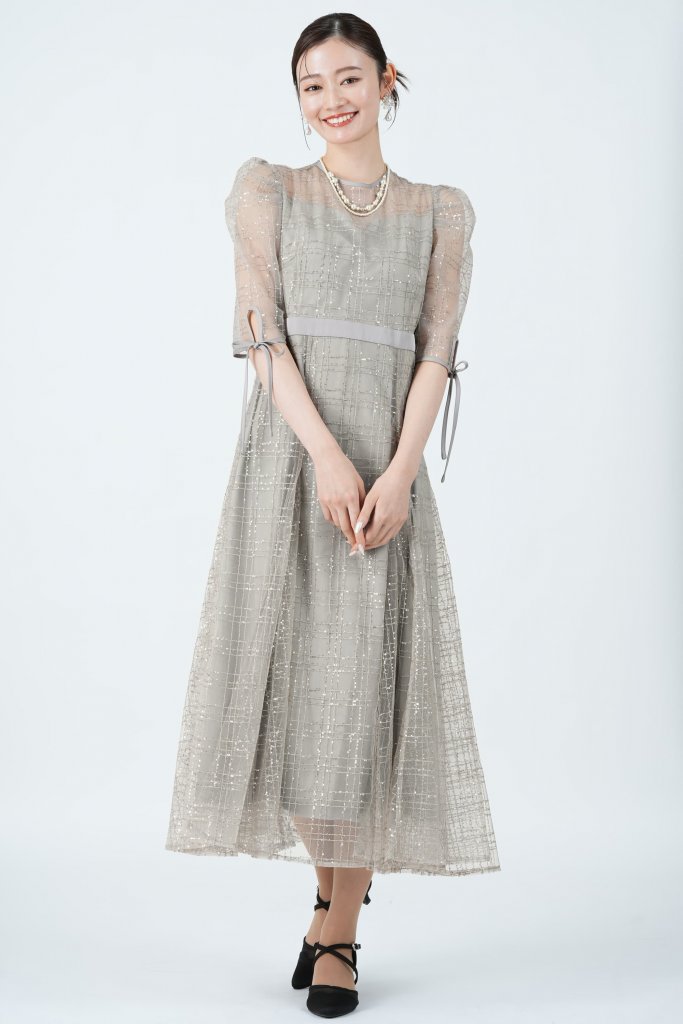 LEJA チェック刺繍スパンコールグレードレス