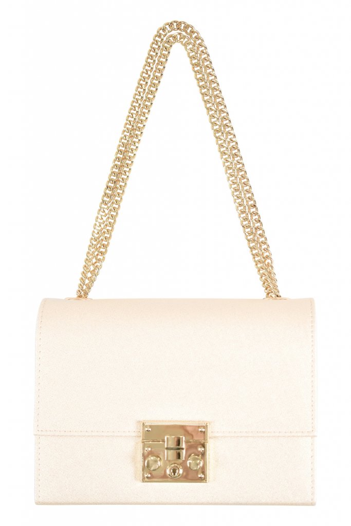 Dorry Doll ラメポーチ型アイボリーバッグ