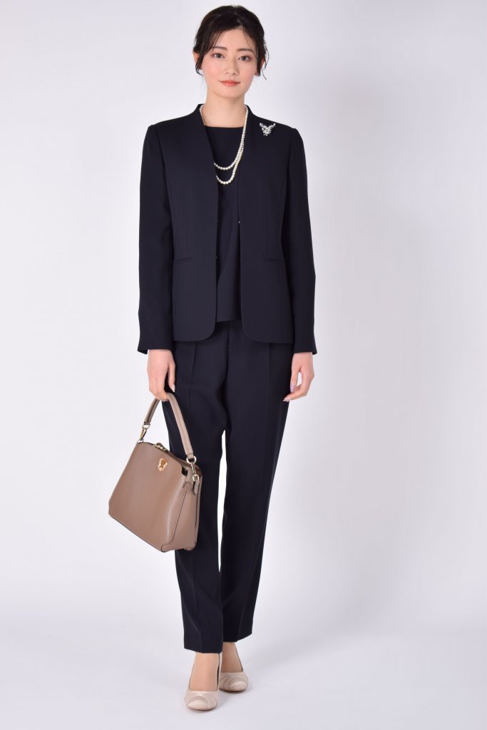 RIFANNE 東京ソワール セットアップ品ありネイビーパンツスーツセット