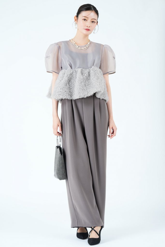 ANDRESD スウェルペプラムグレーパンツドレス