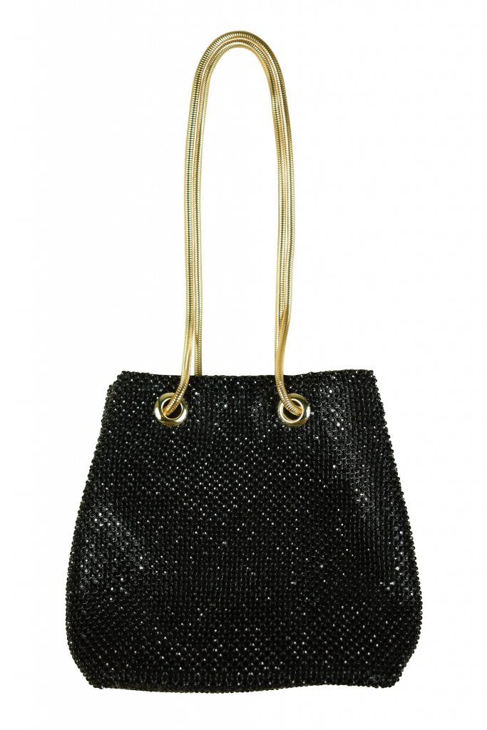 Dorry Doll ラインストーン巾着ポシェットブラックバッグ