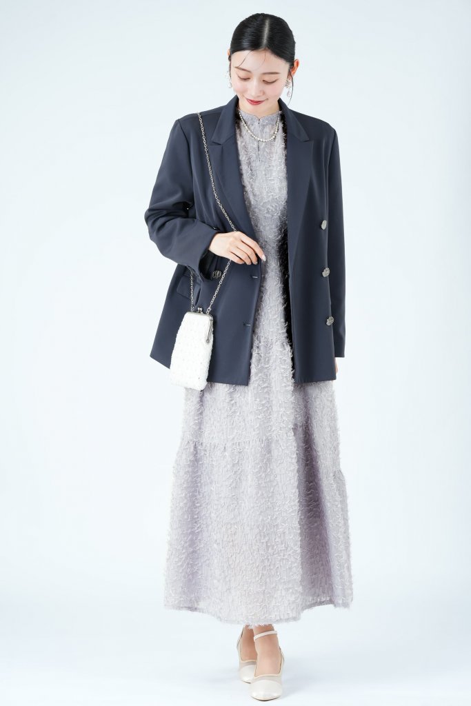 FRAY I.D フリンジティアードライトグレードレス