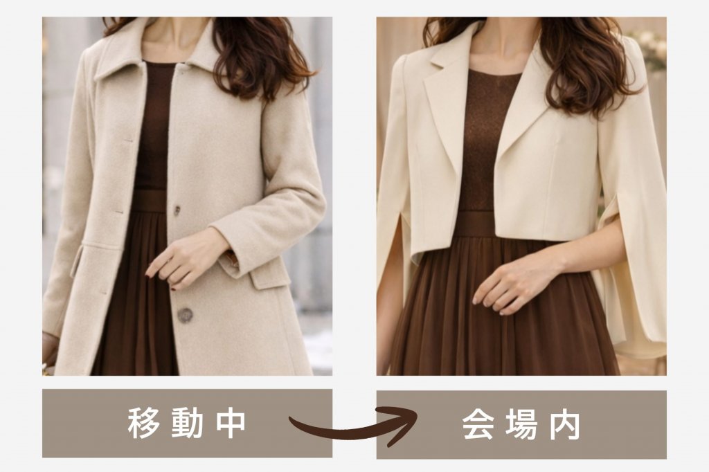 羽織りは移動中と会場内で使い分けが正解