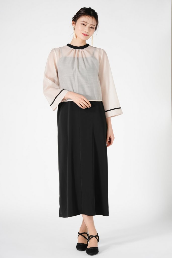 UNITED ARROWS green label relaxing シアートップス付きブラックドレス