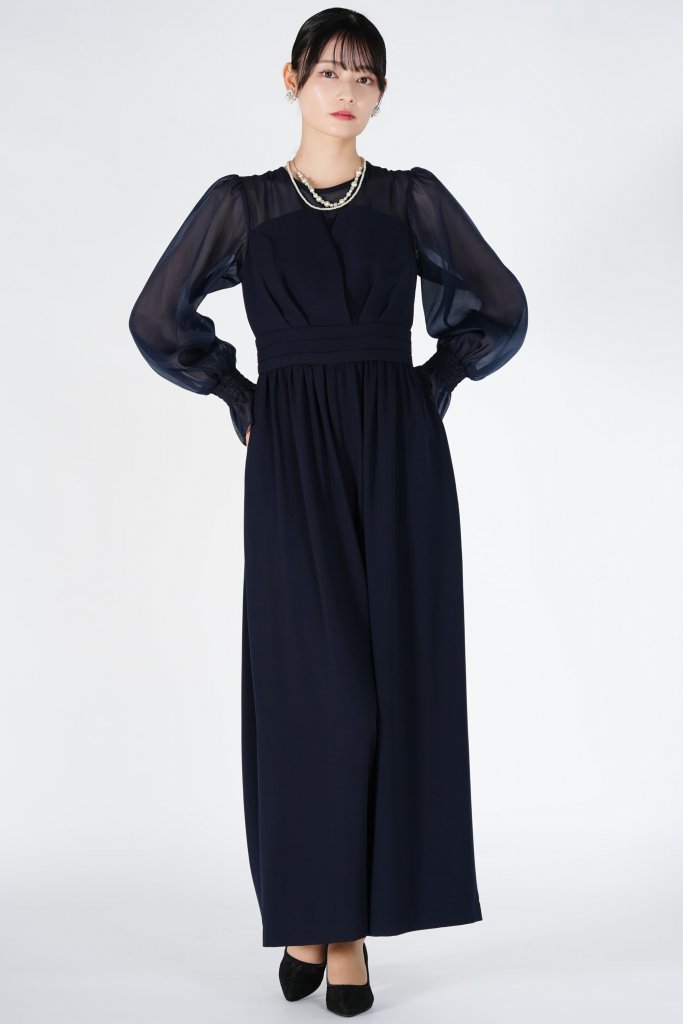 Hermoso luxe コンビネーションワイド紺パンツドレス