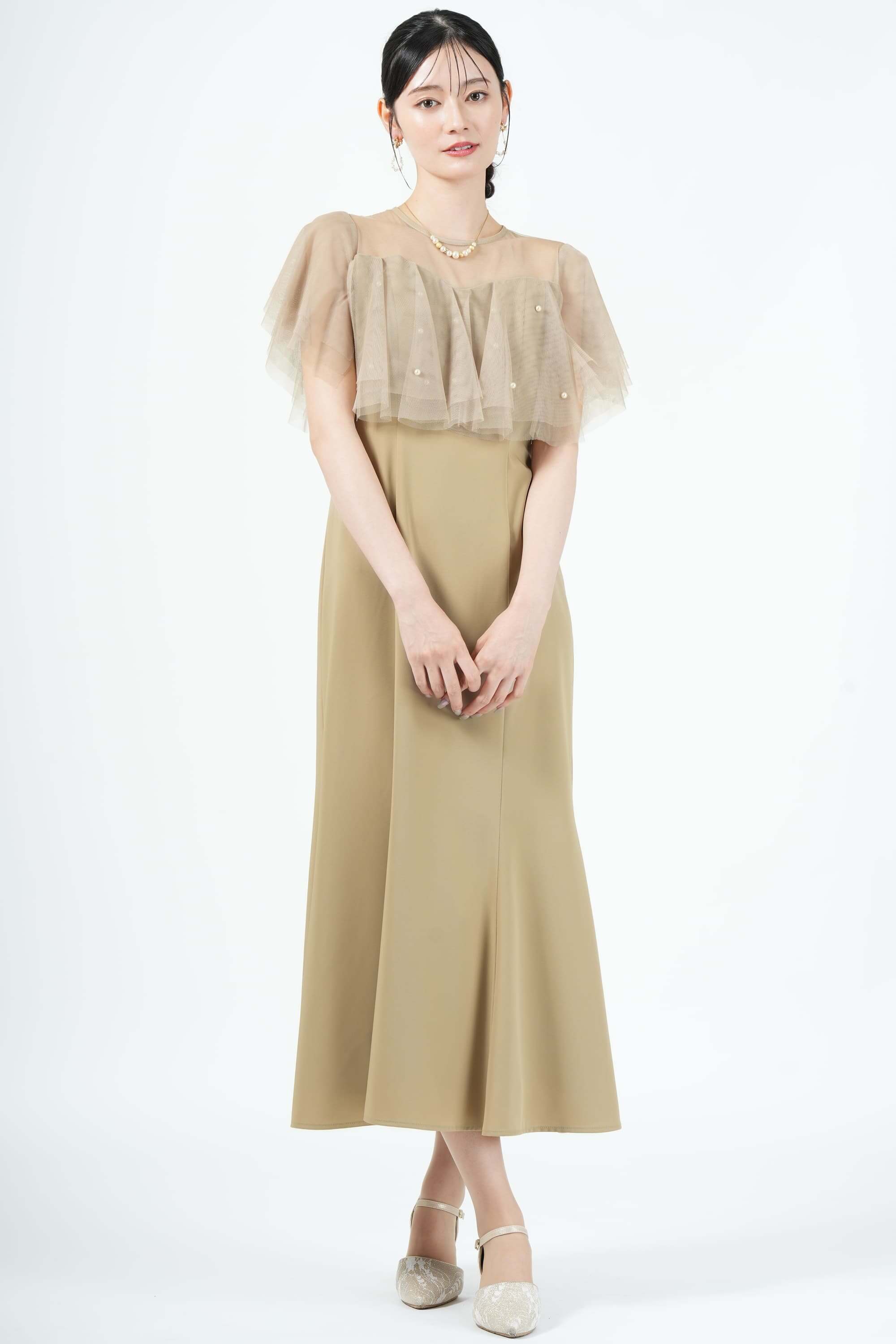 Dorry Doll パールラッフルイエローベージュドレス