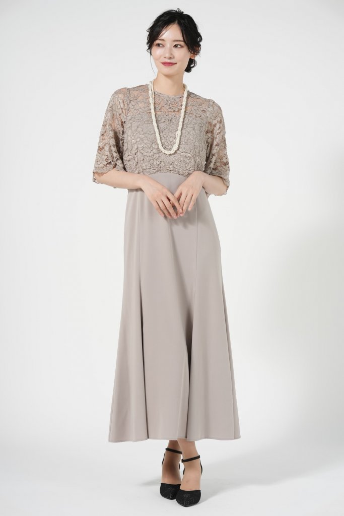 UNITED ARROWS green label relaxing 花柄レースこなれモカドレス