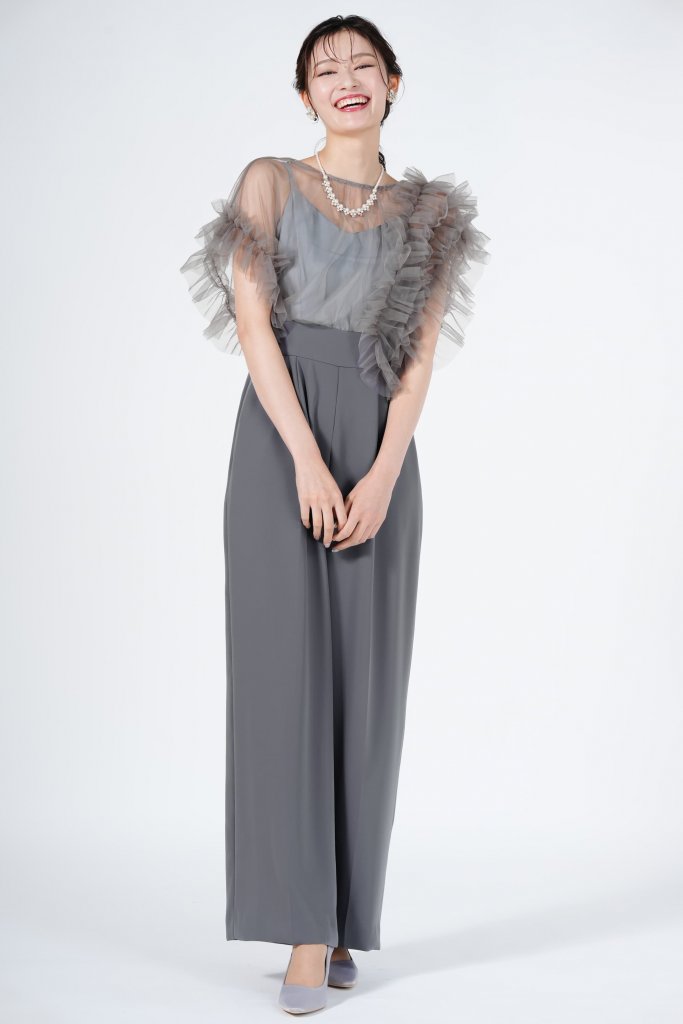JILLSTUART スパンコール総レースブルードレス