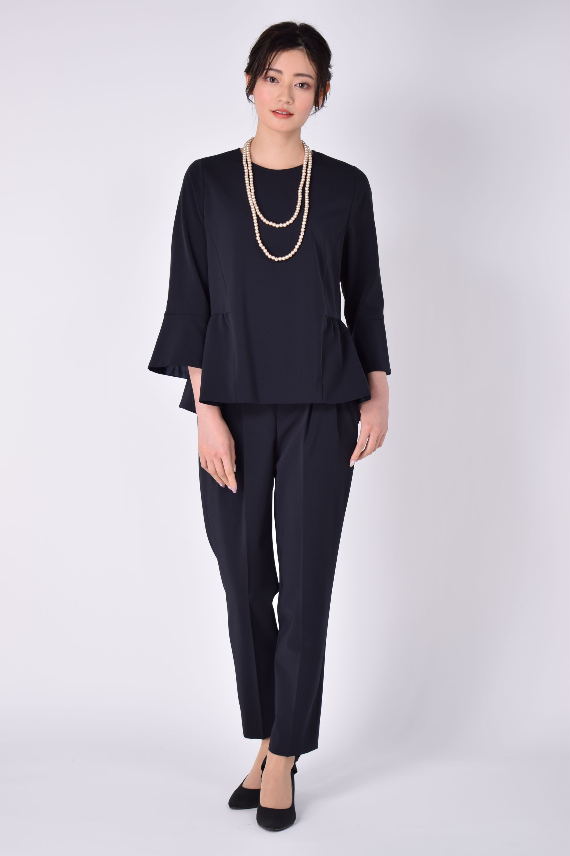 UNITED ARROWS green label relaxing ペプラムトップスネイビーパンツドレス