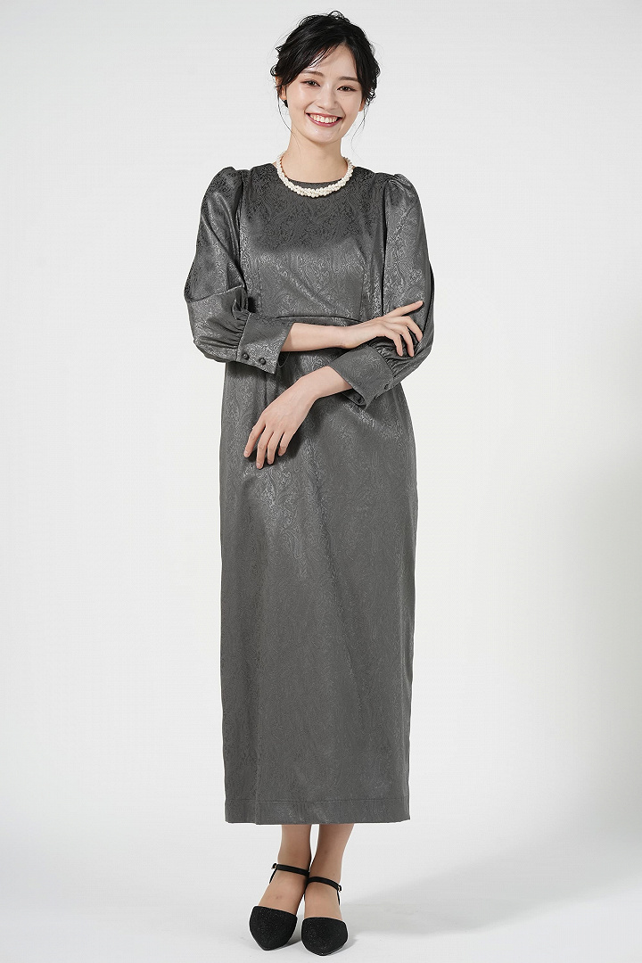 UNITED ARROWS green label relaxing 総柄サテンジャガードグレードレス