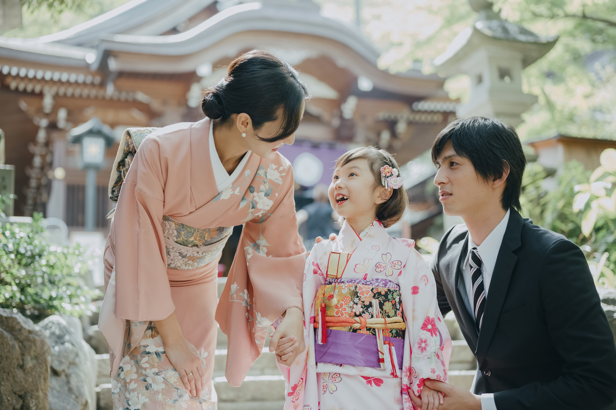 七五三 母親 家族写真