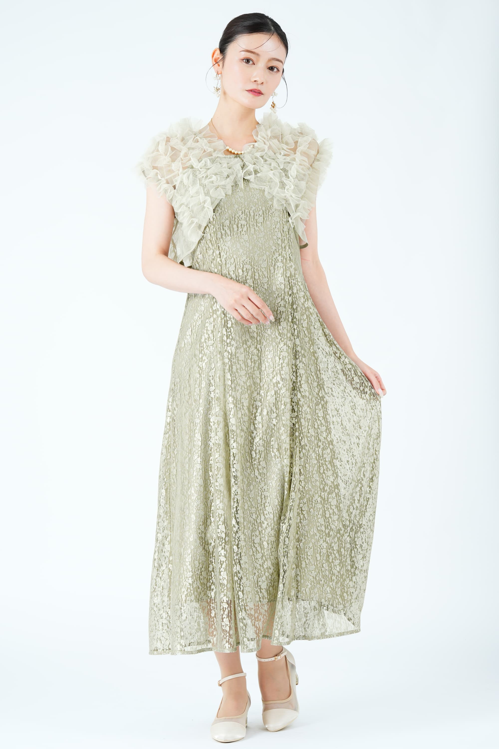 Dorry Doll ふんわりフリルボレロ付きグリーンドレス