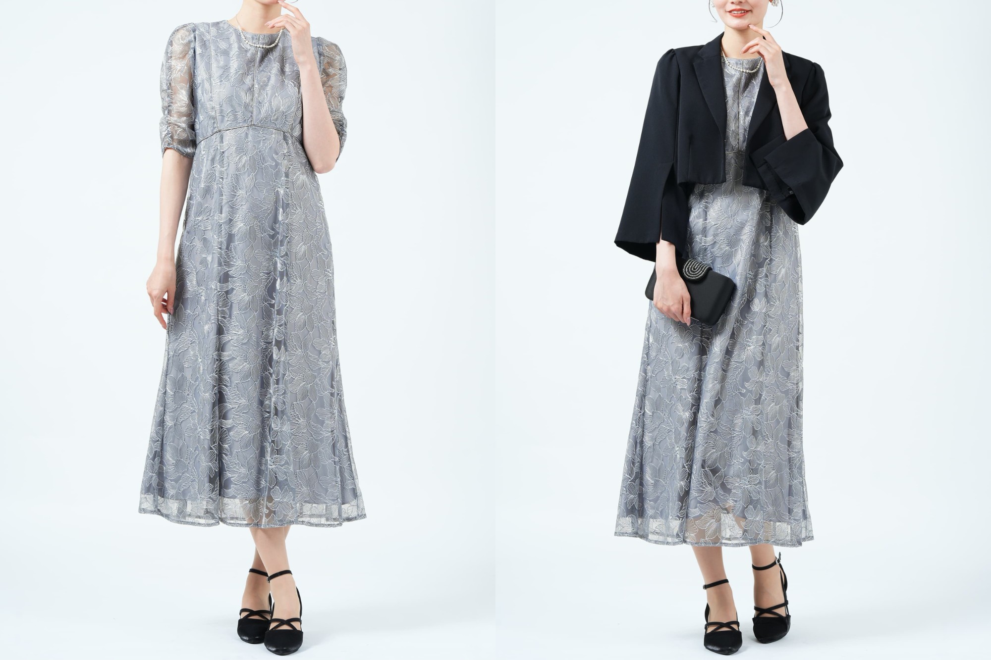 Aラインドレス×ショート丈アウター