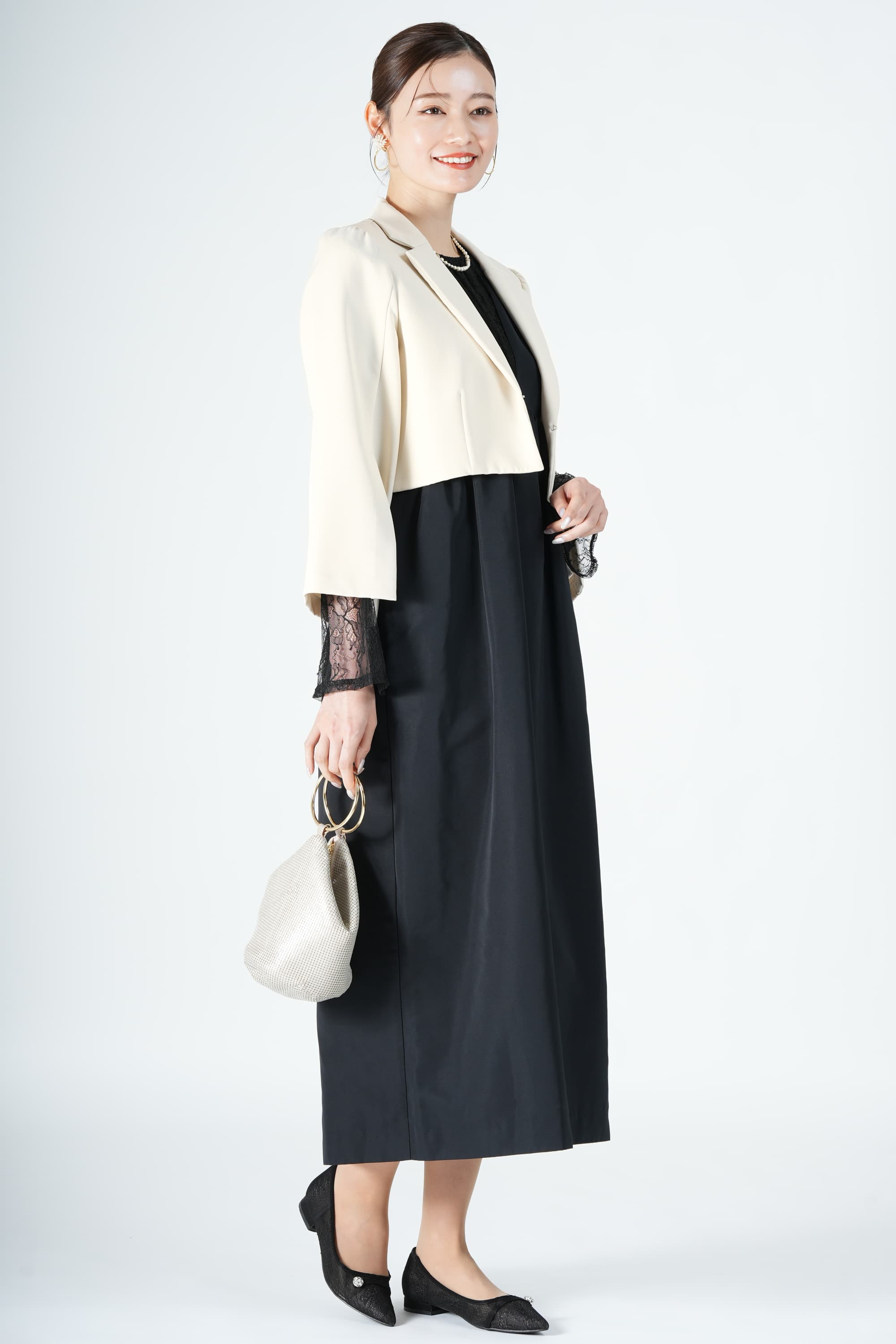 UNITED ARROWS green label relaxing　 ふんわりジャンスカブラックドレス