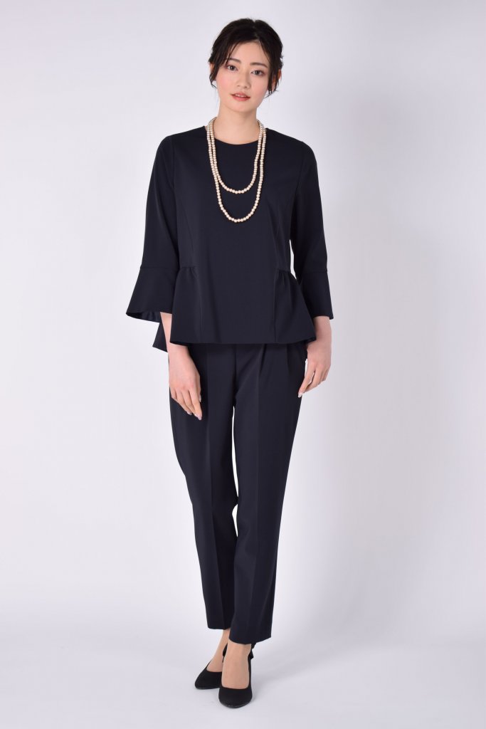 UNITED ARROWS green label relaxing ペプラムトップスネイビーパンツドレス