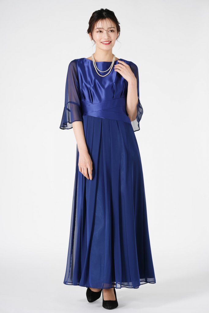 AIMER クラシカル上品ネイビーロングドレス