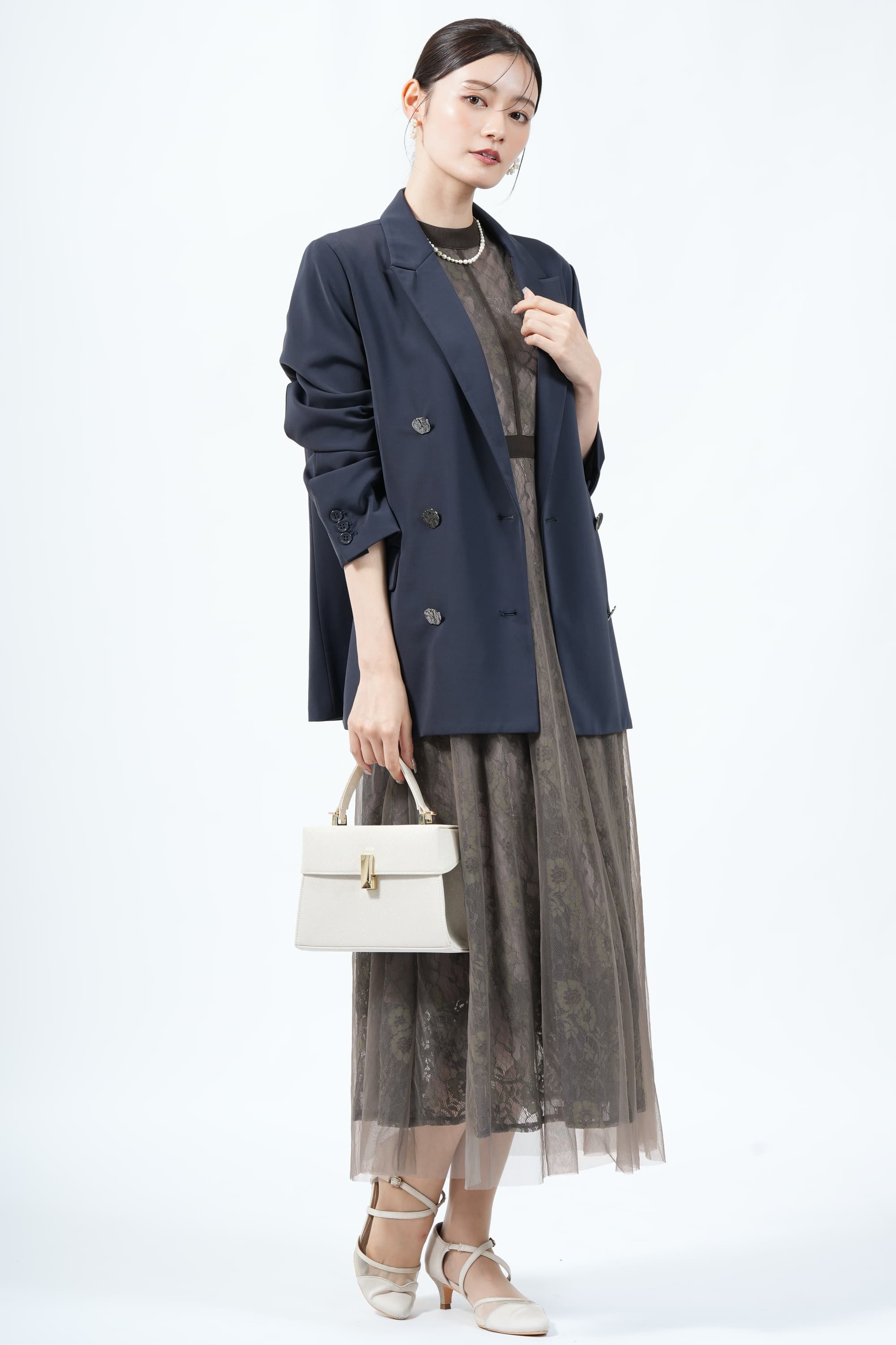 LEJAチュール×花柄レースブラウンドレス