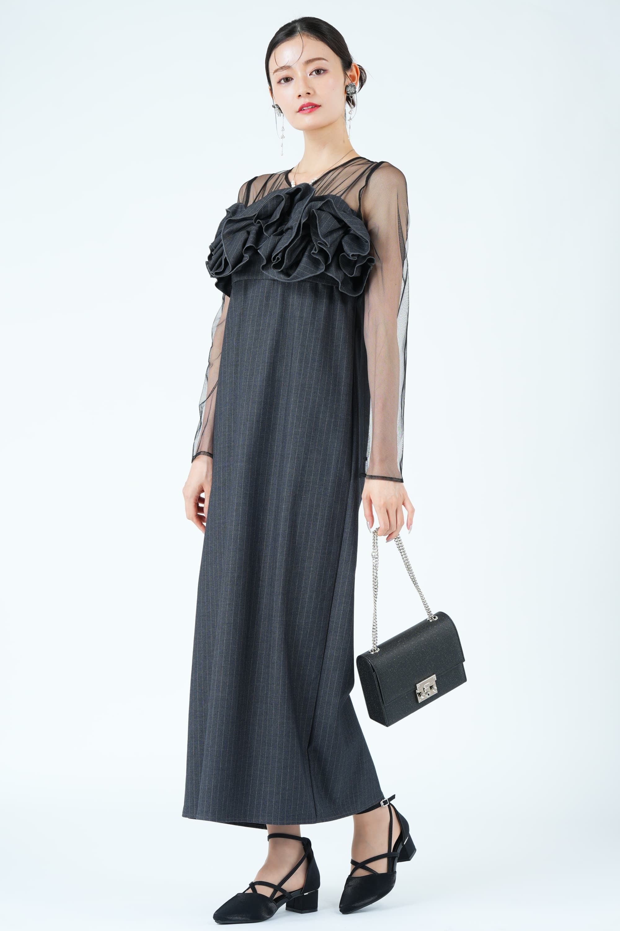 LE'RUREウェービーフリル×ストライプグレードレス