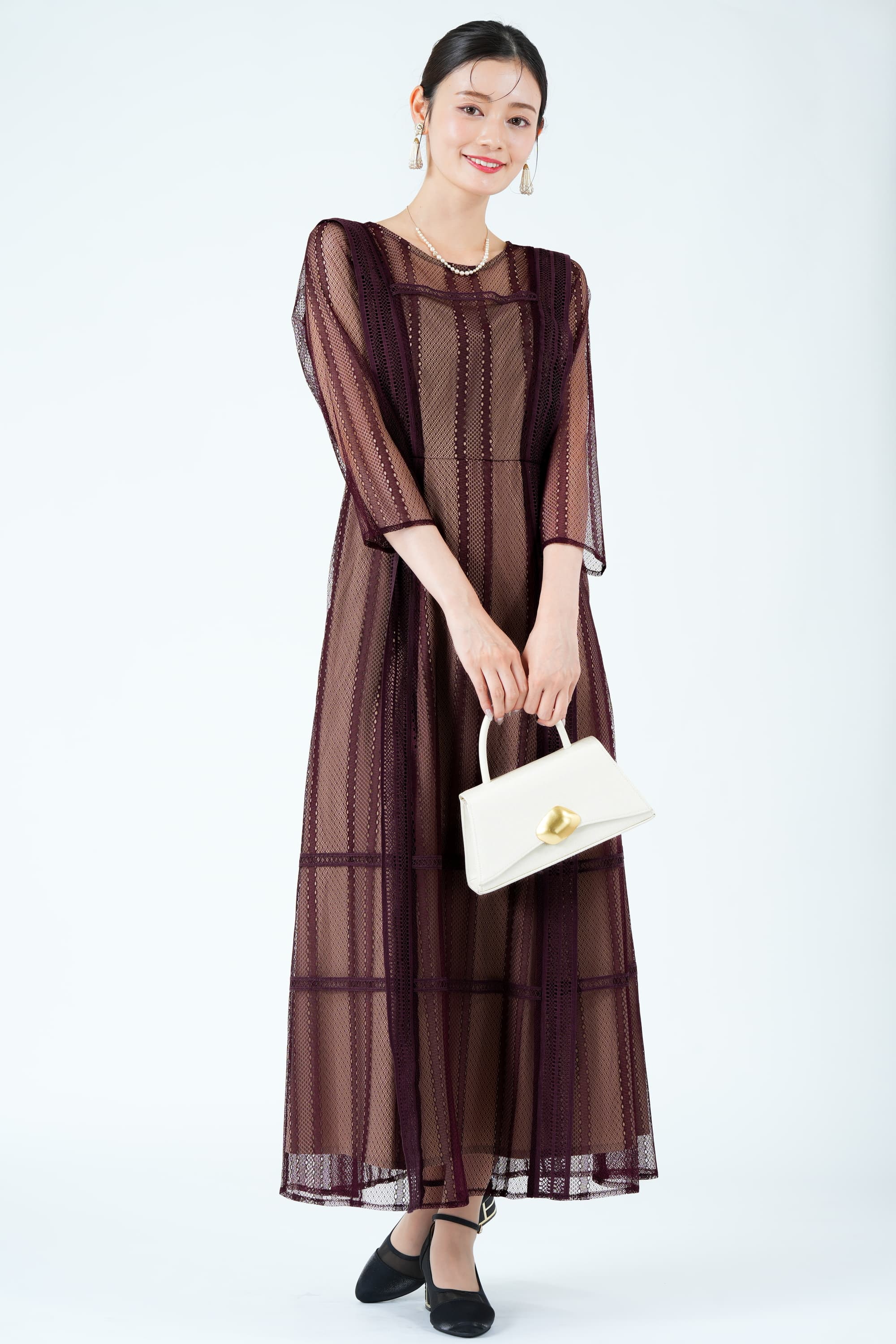 LAGUNAMOONジオメトリック柄レースボルドードレス