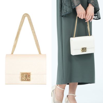 Dorry Doll ラメポーチ型アイボリーバッグ