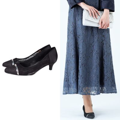 Dorry Doll つま先ラメ異素材ブラックパンプス