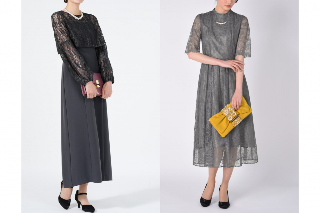 グレードレス×アクセントカラーコーデ