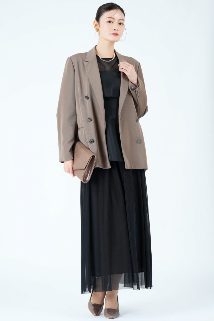 Ameri VINTAGE コルセット風レイヤードブラックドレス