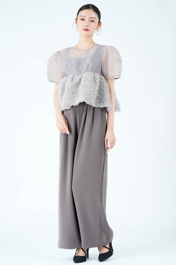 ANDRESD スウェルペプラムグレーパンツドレス