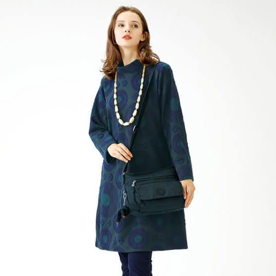 京都通販 ミセスのファッション館 ふくれジャガード サークル柄ハイネックチュニック