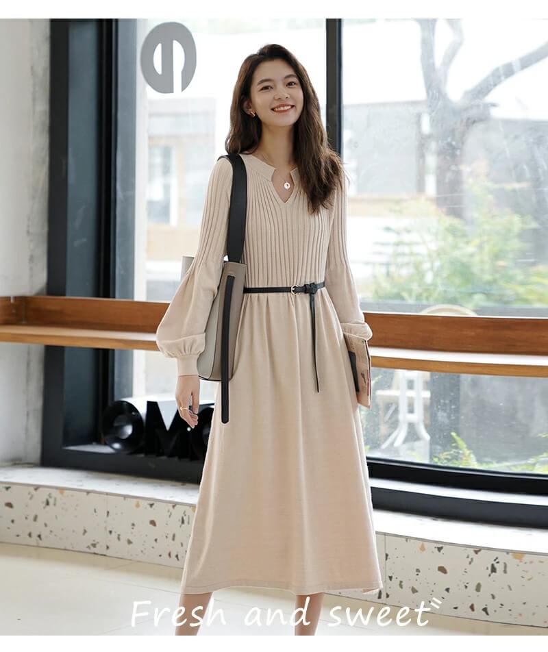 Hey-Seasons プリーツニットワンピース