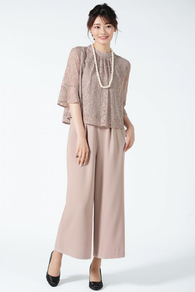 AIMER くすみピンクワイドパンツドレス