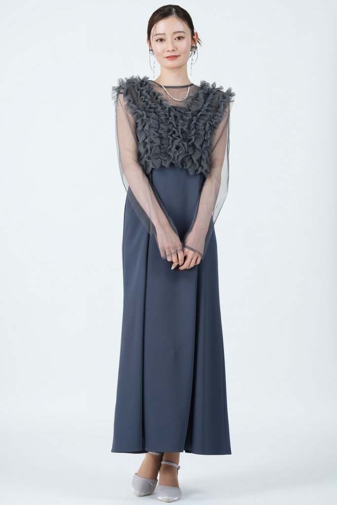et.UNiVER アーバンフリルベストブルーグレードレス