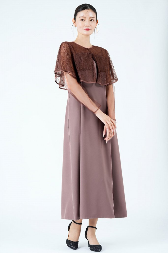 LAGUNAMOON ケープ風ボレロレイヤードピンクドレス