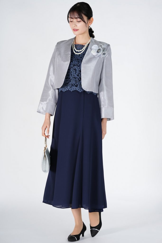 Apploberry 東京ソワール レースブラウス付きブルードレスセット