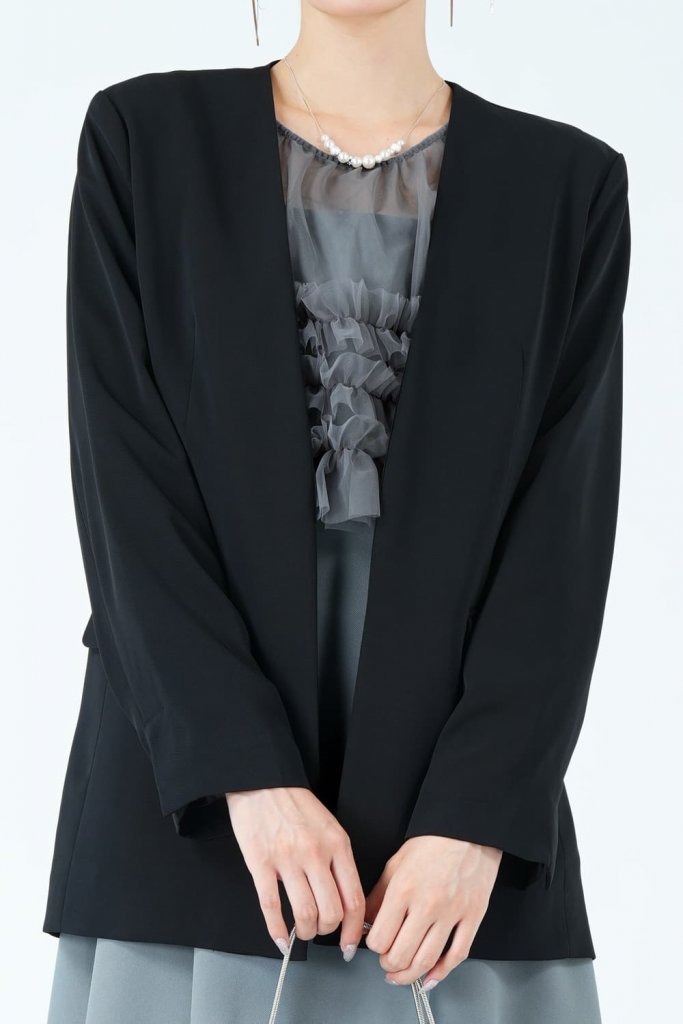 Dorry Doll ノーカラーオープンブラックジャケット