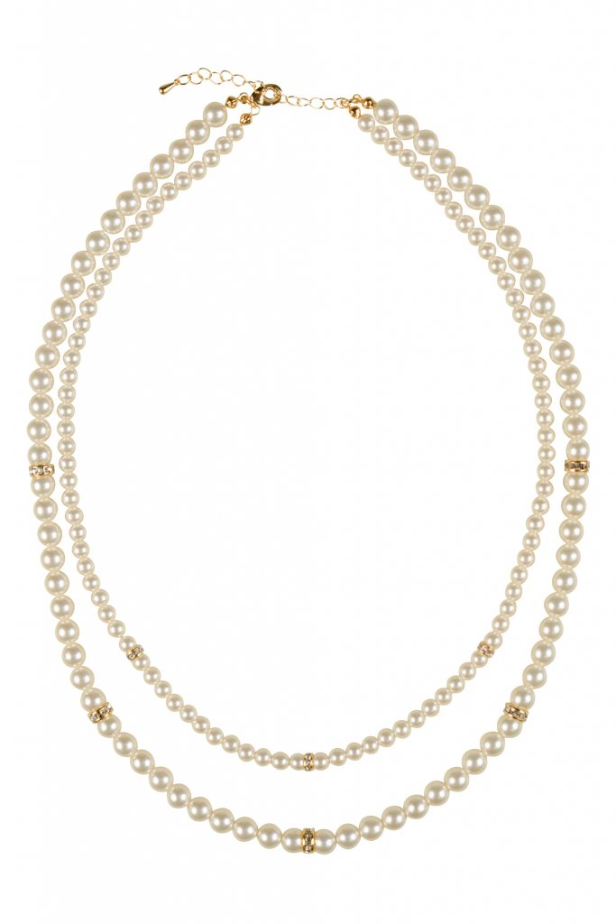 VIWOMINA 2連エレガントパールゴールドネックレス