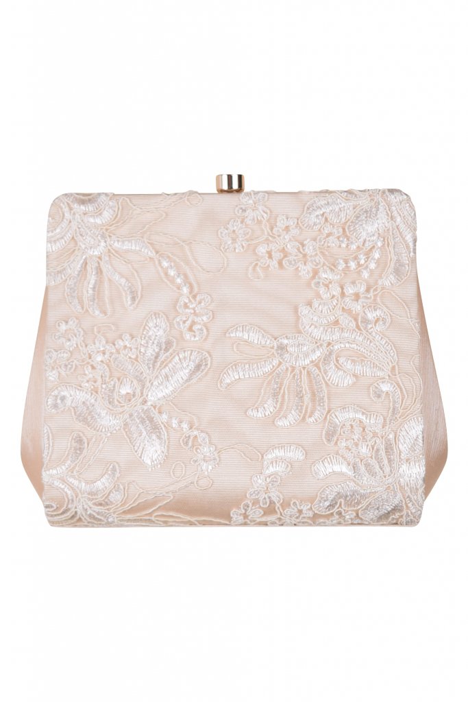 niana 花刺繍がま口ベージュバッグ