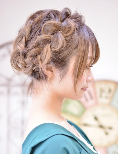 華やかアップ風編み込みヘア
