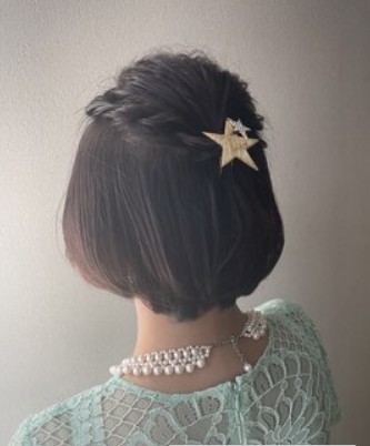 内巻き×ロープ編みハーフアップ